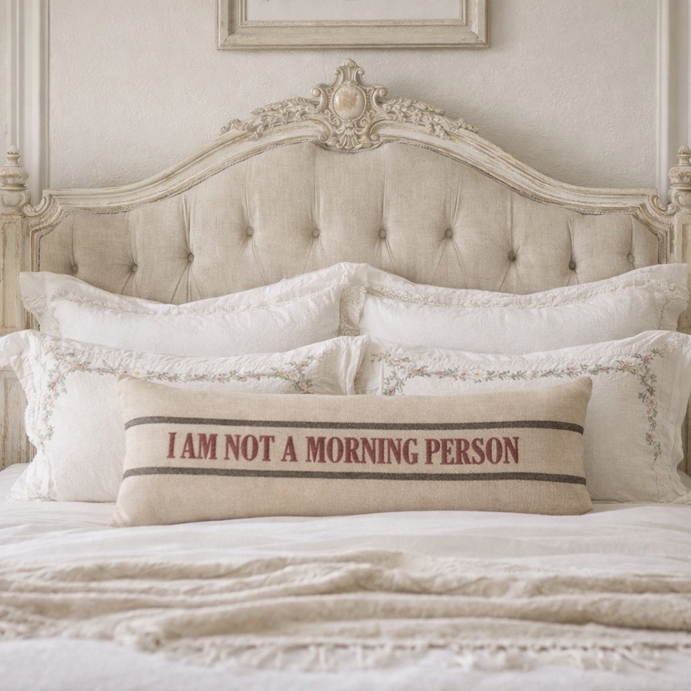 Pottery Barn I Am Not A Morning Person Accent Pillow 14x36 Housee de Coussin - Picture 3 of 4